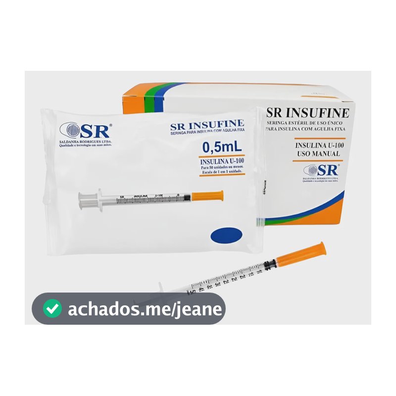Seringa Insulina 0,5ml Agulha 8mmx0,30mm Cx C/100 Un Sr 0.5 Ml