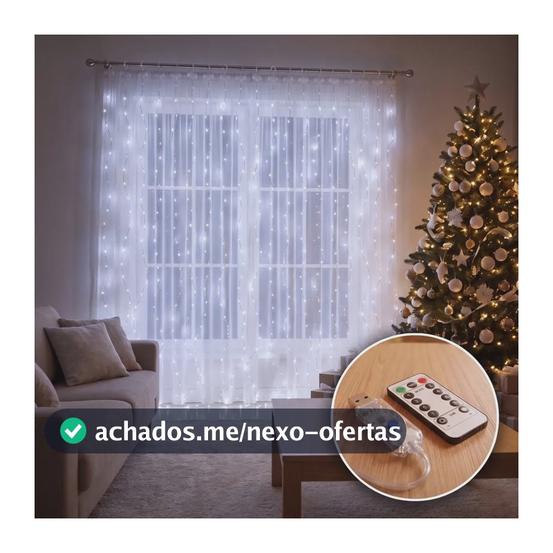 Cortina Led 3x3m Decoração De Natal Casamentos, Festas - Usb Branco