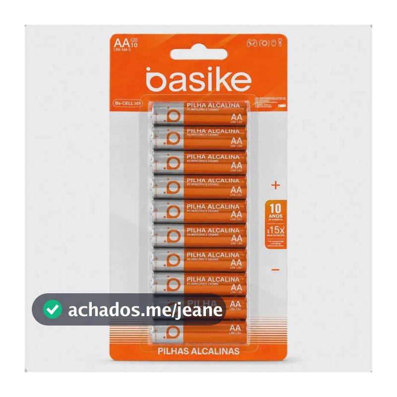 Pilhas Alcalinas Aa Basike 1,5v Cartela Com 10 Unidades Alta