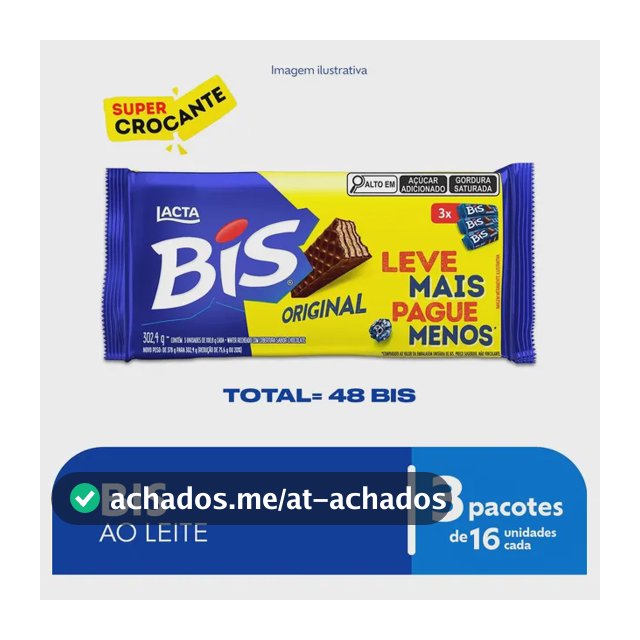 Chocolate Bis Ao Leite - Kit Com 3 Unidades De 100,8g