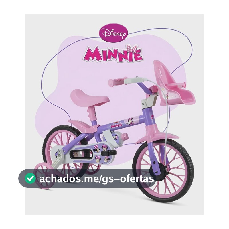 Bicicleta Infantil Menina 2 A 4 Anos Aro 12 Disney Minnie Rosa/violeta 12