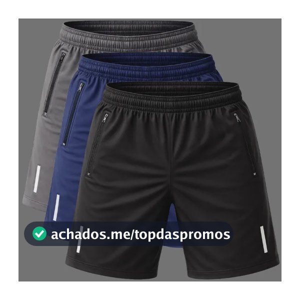 Kit 3 Bermuda Masculina Poliéster Pra Academia Caminhada Kit 1 G
