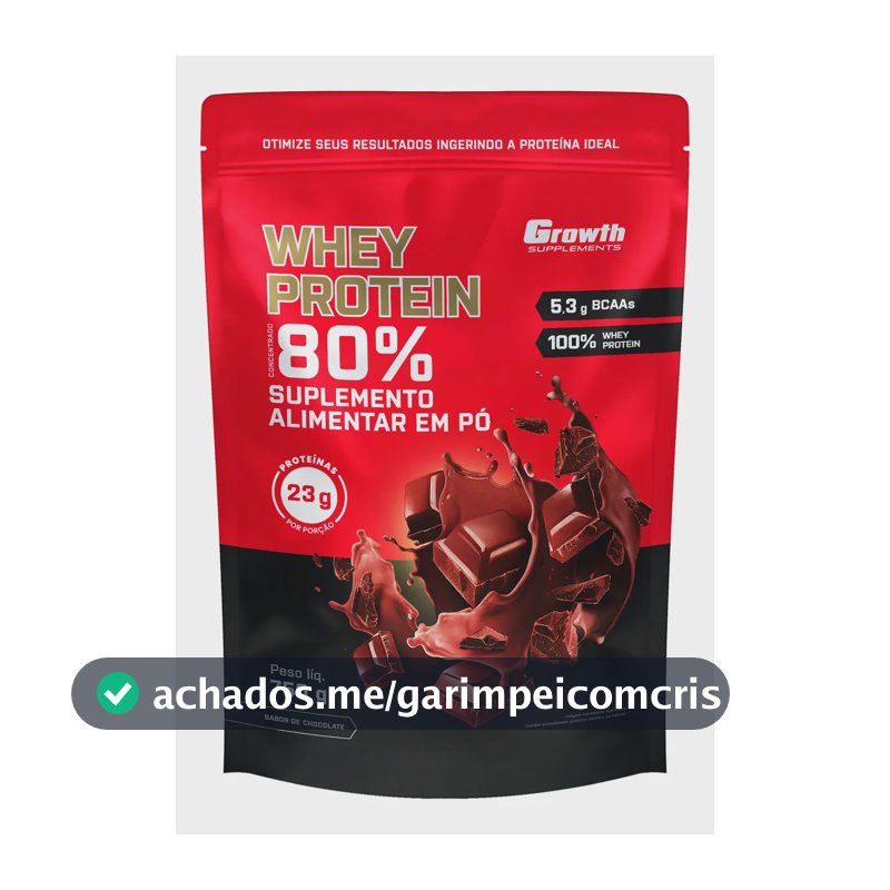 Whey Concentrado 750g Growth Supplements - Variados Sabores Chocolate