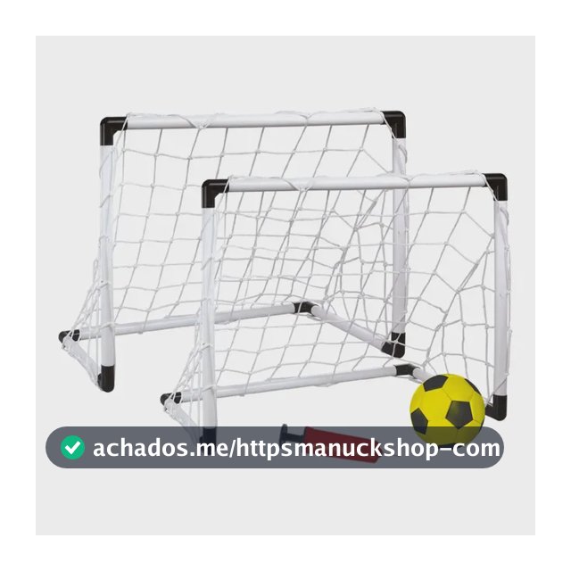 Trave Futebol Kit 2 Mini Golzinhos Gol Infantil Bola E Bomba Branco