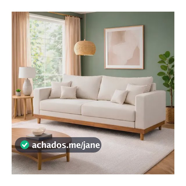 Sofá Living 3 Lugares Suede Resistente Madeira + Almofadas