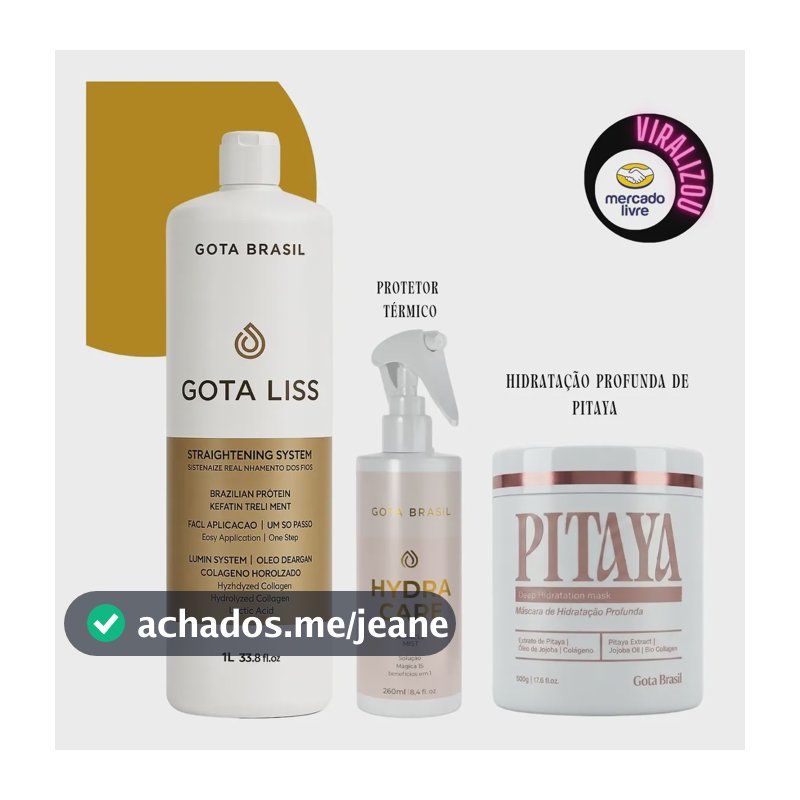 Kit Selagem Plástica Fios Progressiva Sem Formol Orgânica 1l