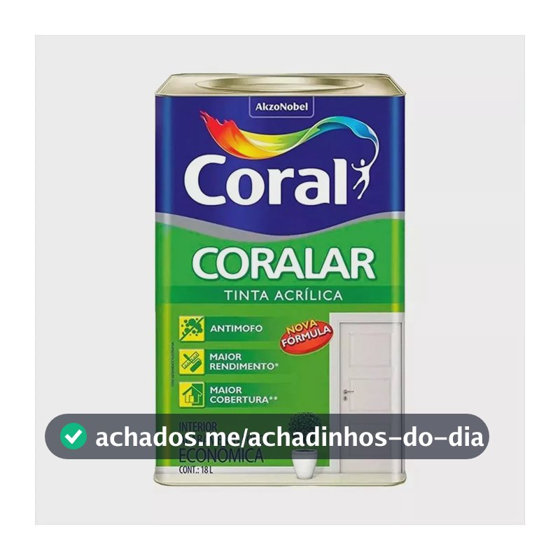 Latex acrílica tinta coral anti mofo branco 18l coralar branco fosco