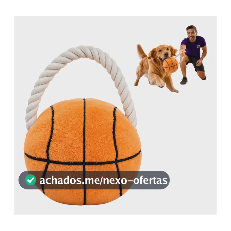 Bola Pelúcia Basquete Cachorro Com Puxador Mordedor Pet Laranja