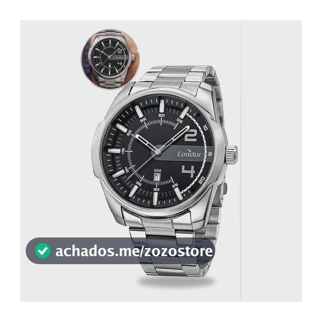 Relógio Condor Masculino Analógico Pulso Lançamento Original Prateado Preto