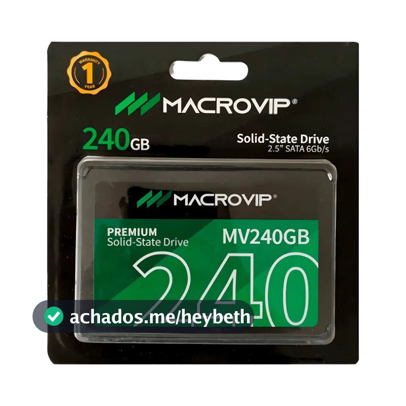 Disco Sólido Ssd Macrovip 240gb 2.5 Sata 3 450mb/s Mv240gb Cor Preto