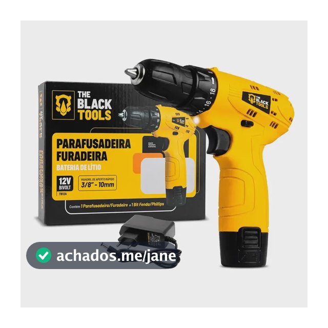 Parafusadeira Furadeira The Black Tools TB12A 3/8 a Bateria Cor Amarelo Frequência 60Hz