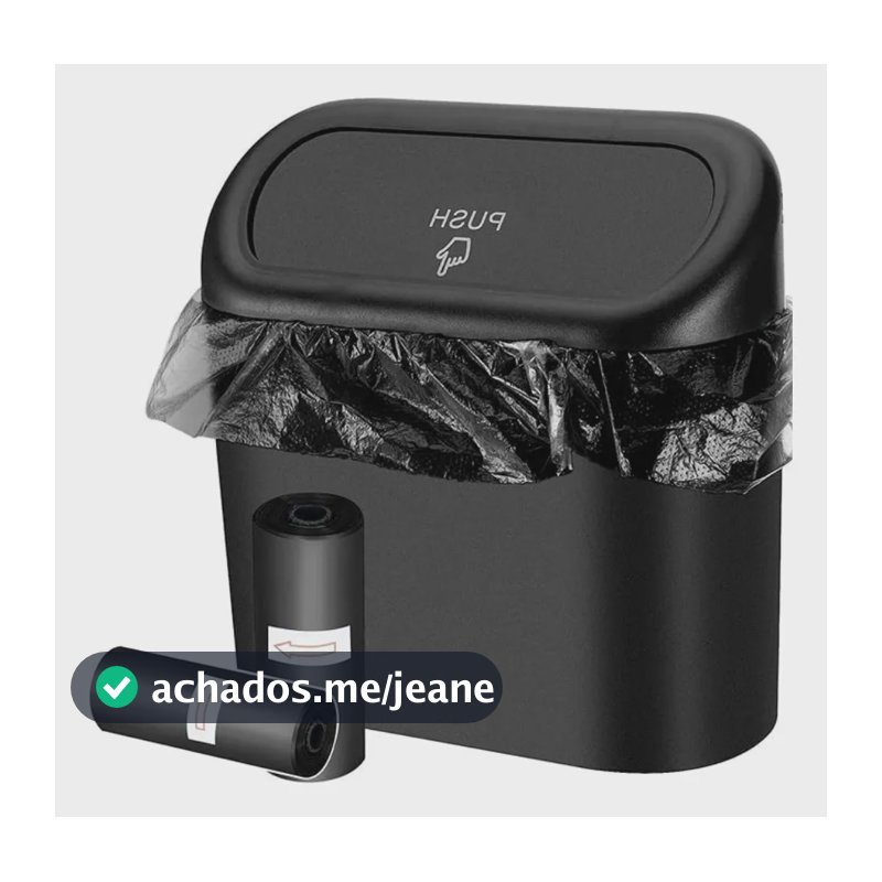 Caixa De Lixo Plastico P Carro Com Tampa Preto