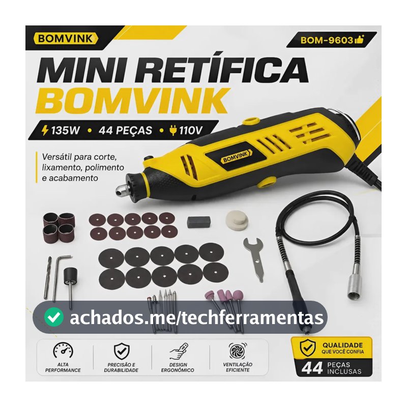 Mini Retífica Profissional Lixadeira 44 Peças 50/60hz 135w 127v 50/60hz 135 W