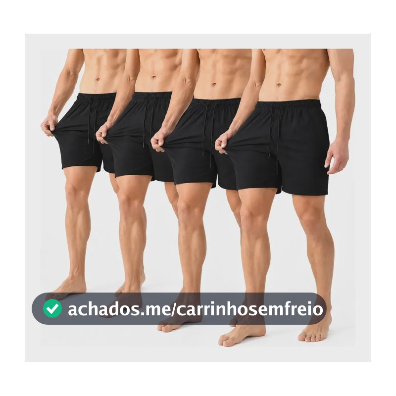 4 Short Tactel Masculino Bermuda Praia Casual Academia Bolso Preto Gg
