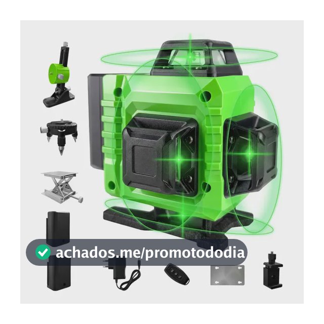 Nível Laser Verde 16 Linhas War Shark 360° Autonivelante + 2 Baterias