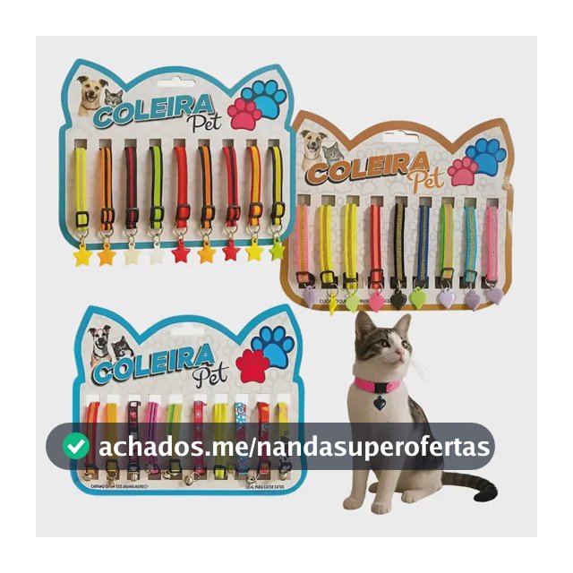 Kit 10 Coleiras Para Gatos Ajustáveis Com Pingente Pet