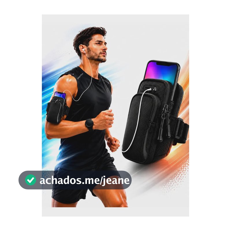 Braçadeira Esportiva Porta Celular Corrida Academia Caminhar Preto