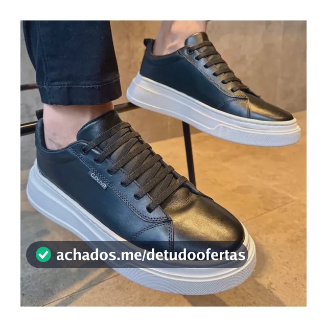 Sapatênis Couro Legítimo Masculino Leve Calce Fácil Elástico
