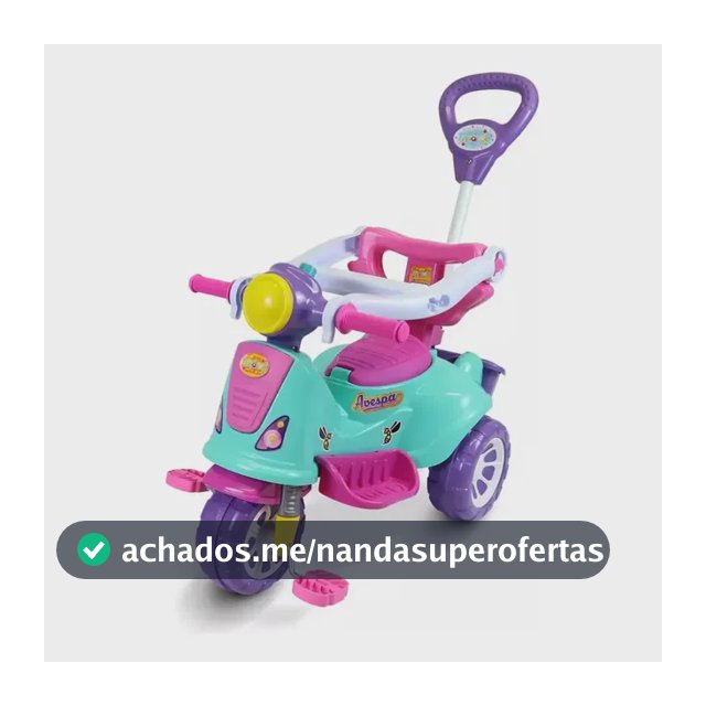 Triciclo Infantil Rosa Maral 2 em 1 Passeio e Pedal com Buzina