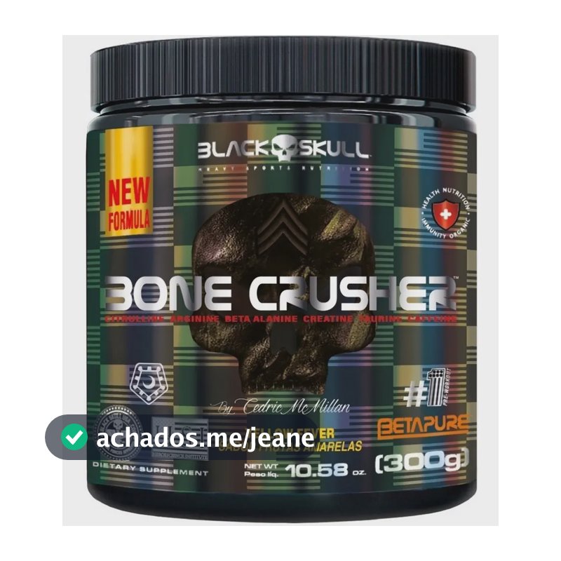 Pré-treino Bone Crusher 300g Black Skull Sabor Frutas Amarelas