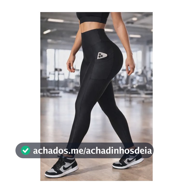 Calça Legging Feminina Fitness Academia Com Bolsos Laterais Preto G