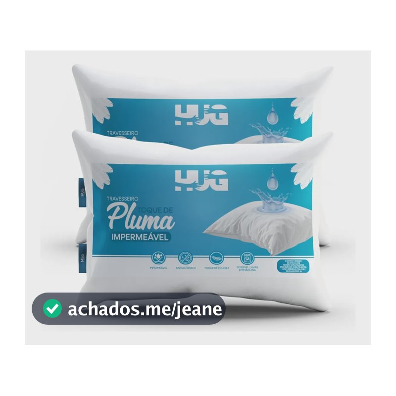 Kit 2 Travesseiros Impermeável Toque Pluma Hug Antialergico Branco