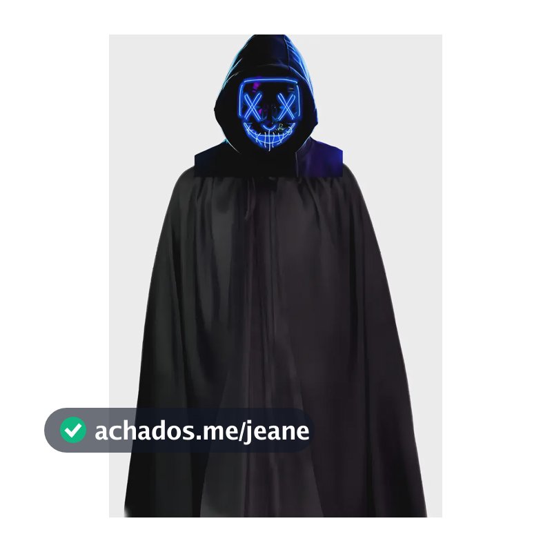 Fantasia Mascara Led Neon E Capa Preta Halloween Cosplay Azul