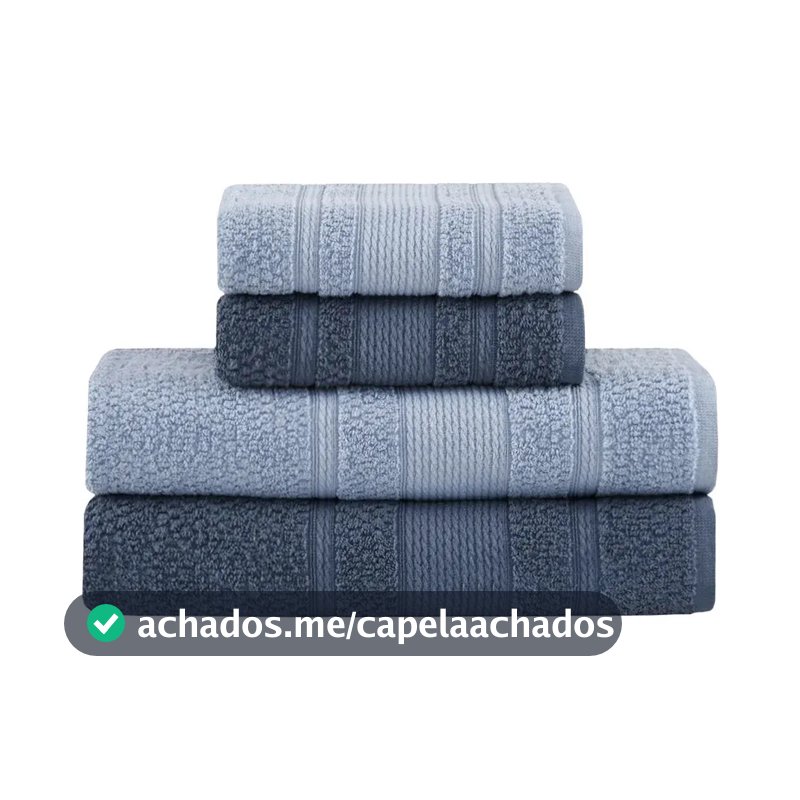 Jogo De Toalhas Buddemeyer Bella Extra Soft Banho 4 Peças Azul Claro/azul Marinho