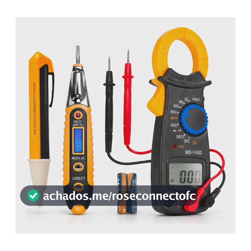 Kit 3x1 Caneta Detectora + Alicate Amperímetro + Chave Teste