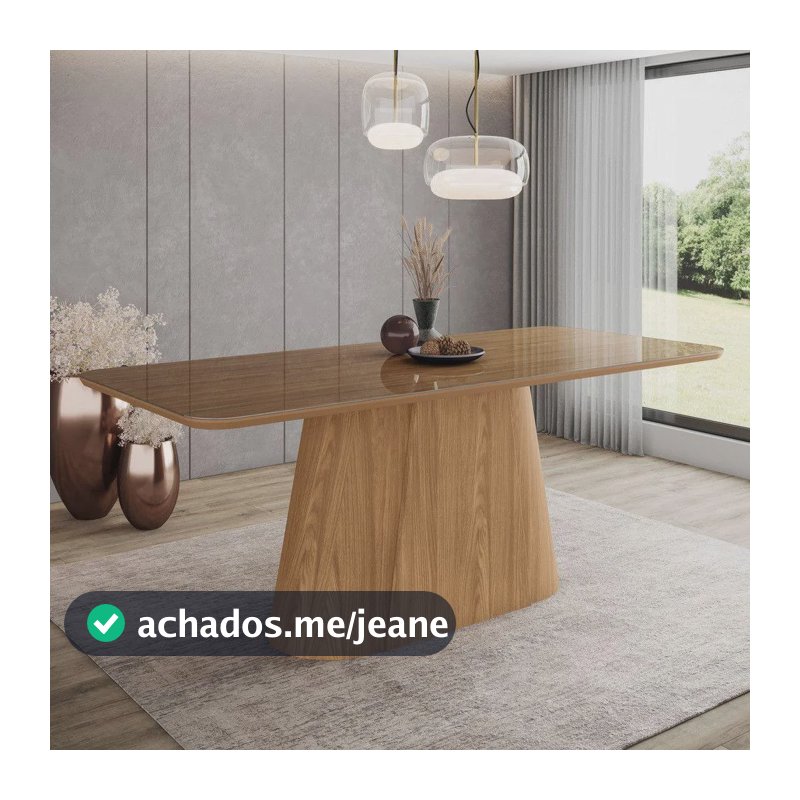 Mesa Olivia 8 Lugares 200cm Vidro Canto Arredondado
