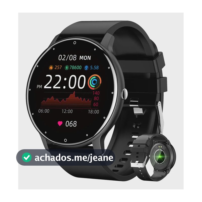 Smartwatch Esportes Relógio Inteligente Bluetooth Original Preto Silicone