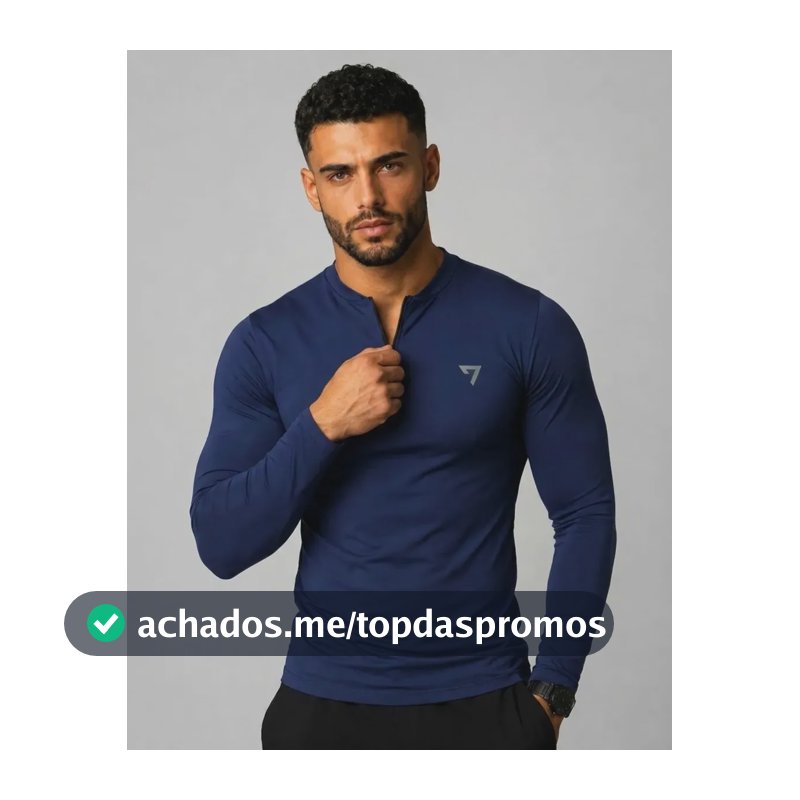 Camisa Térmica Masculina Segunda Pele Manga Longa Com Zíper Azul-marinho G