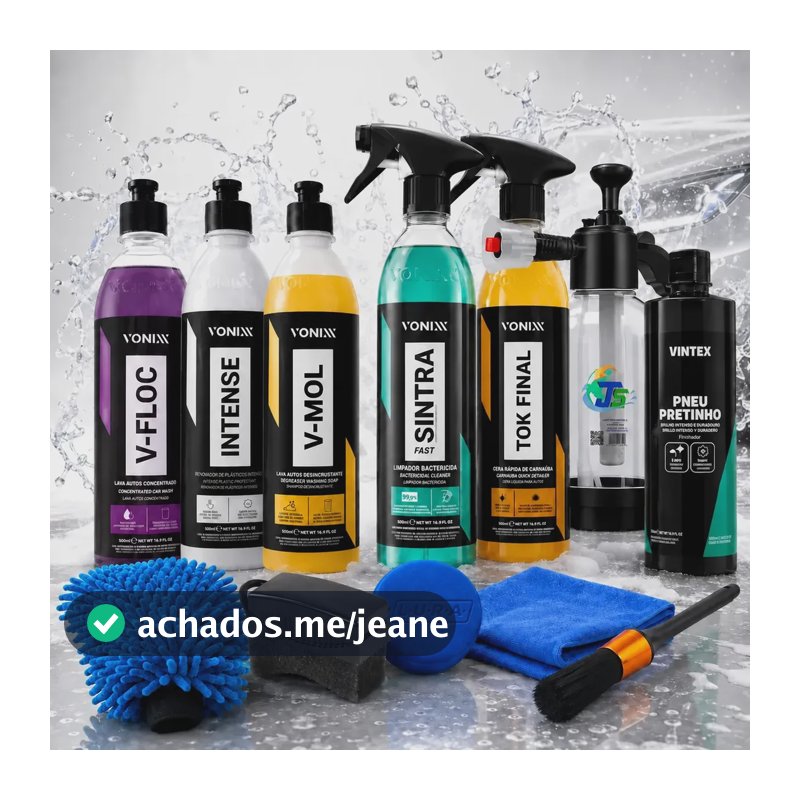 Kit Lavagem V-floc V-mol Intense Sintra Cera Pneu Pretinho