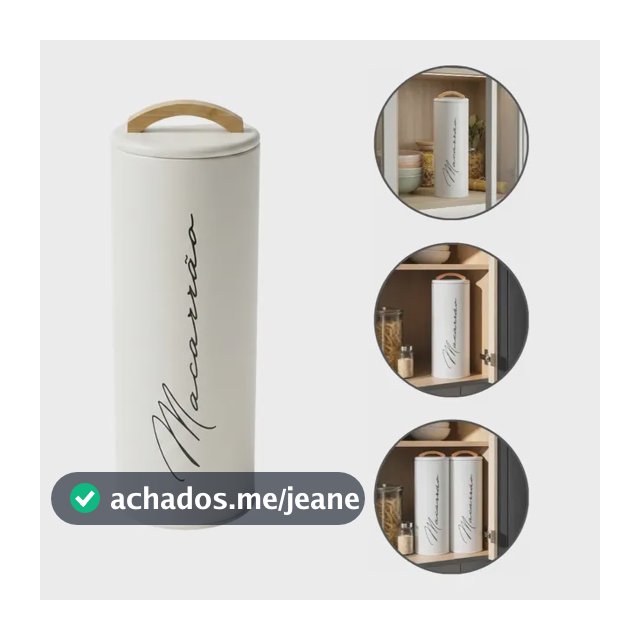 Pote Hermético Mantimentos Lata Alça Em Bambu Macarrão Creme