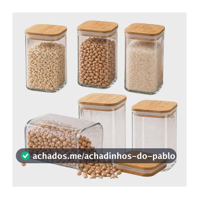 Pote Vidro Hermético Quadrado Tampa Bambu Mantimentos 1100ml Transparente