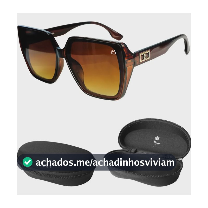 Oculos Sol Quadrado Feminino Protecao Uv Marrom