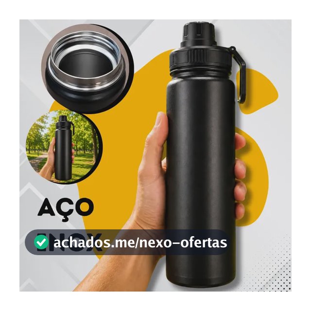 Garrafa De Água Termica 800ml Café Inox Copo Frio E Quente Preto