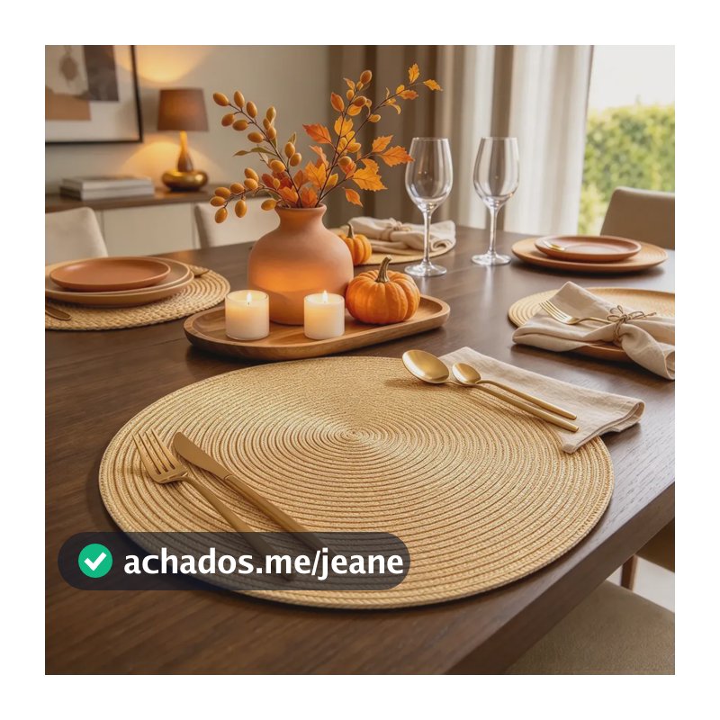 Kit 6 Jogo Americano Redondo Sousplat 38cm Mesa Posta Jantar Bege