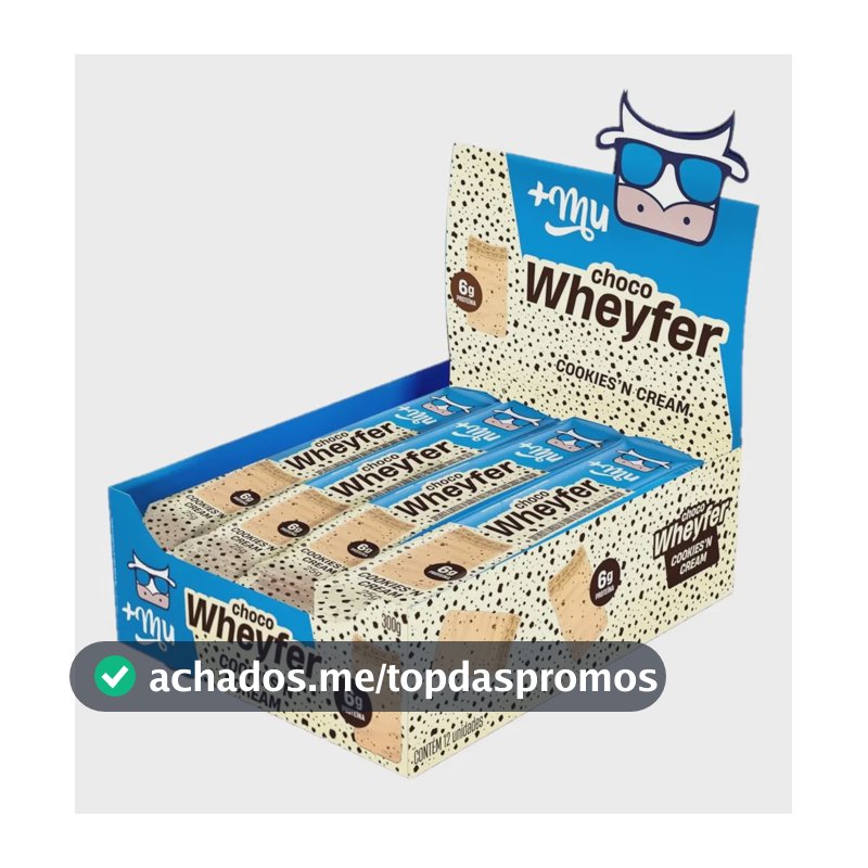 Whey Protein +mu Chocowheyfer Cookies Em Barra De Cereais Sabor Biscoitos X 25g 12 Un