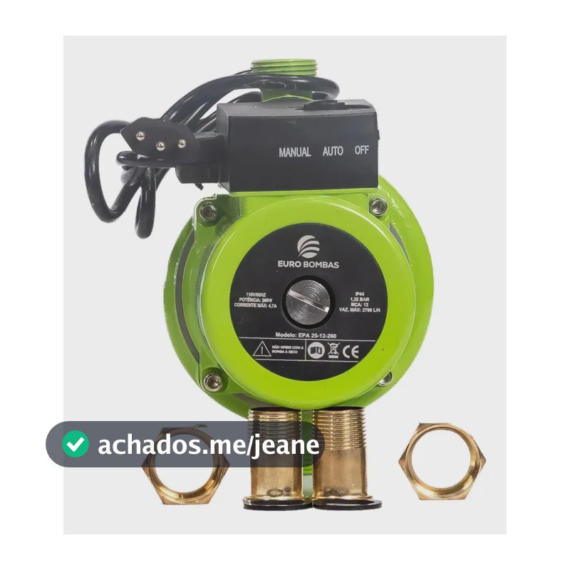 Bomba Pressurizadora Eurobombas EPA 25-12-260 260W 1 Pol BSP Fluxo 2700lh