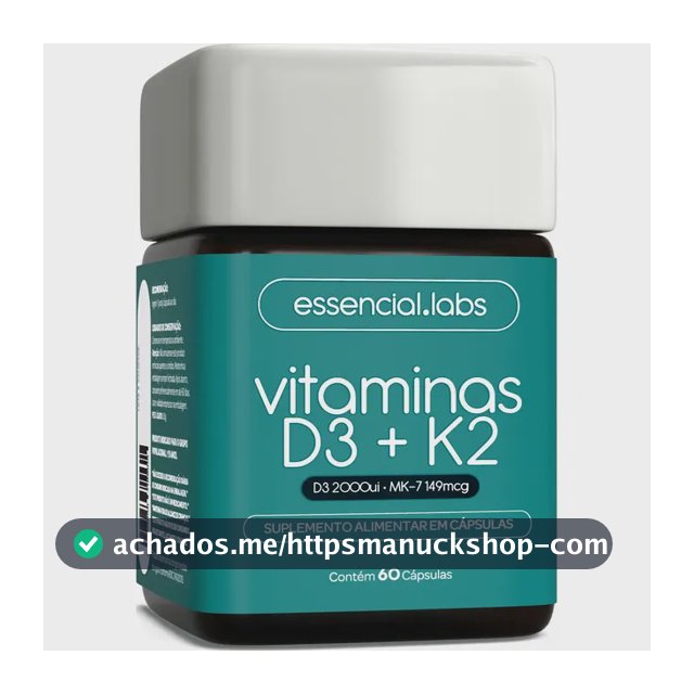 VITAMINA D3 + K2 Menaquinona-7 - Fórmula com Máxima Concentração e Biodisponibilidade - 60 Cápsulas