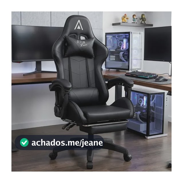Cadeira de Escritório Gamer Alpha Racer Ergonômica Couro Sintético Reclinável Altura Ajustável com Apoio para Pés Preta Vincere Brasil