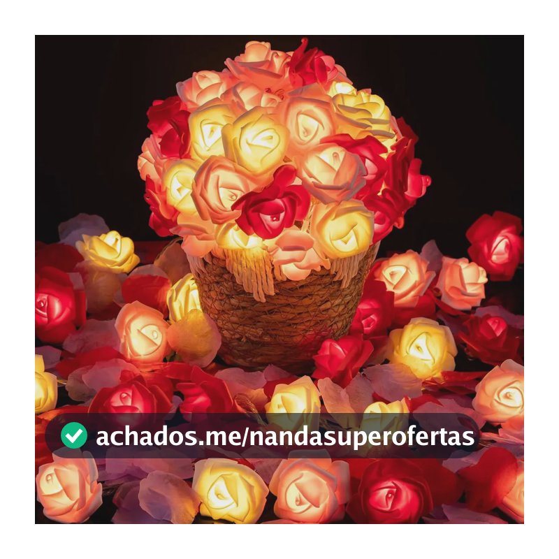 Cordão de Rosas Artificiais Com 6m 40 Luzes LED Para Decoração para Natal e Festa