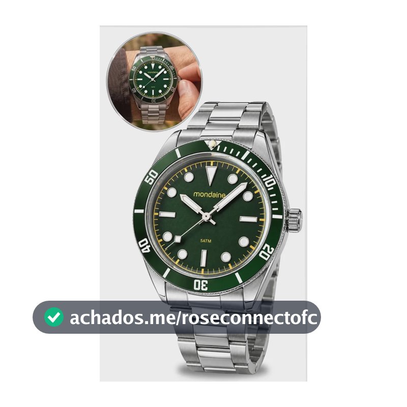 Relógio Mondaine 33038g0mvne4 40mm Aço Vidro Dome Verde Prateado Verde