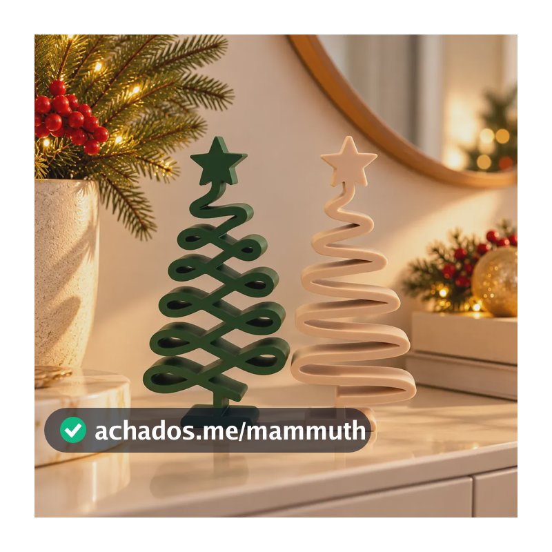 Kit 2 Árvores De Natal Decorativas Moderna Mesa Sala Rack Bege E Verde