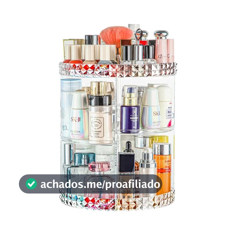 Organizador Maquiagem Acrílico Giratório Suporte Cosmético Cor Transparente