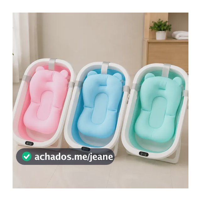 Banheira Bebê Portátil Dobrável + Almofada De Banho Colorida