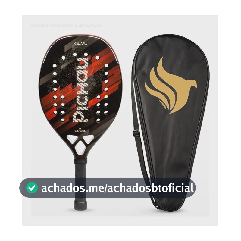 Raquete de Beach Tennis Pichau Kaimu, Carbono 3K, EVA 15, Leve 310 a 320g, Alto Conforto e Potência