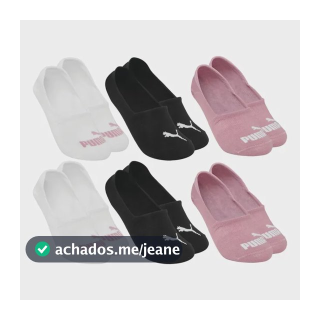 Kit 6 Pares Meia Puma Sapatilha Invisível Esportiva Original