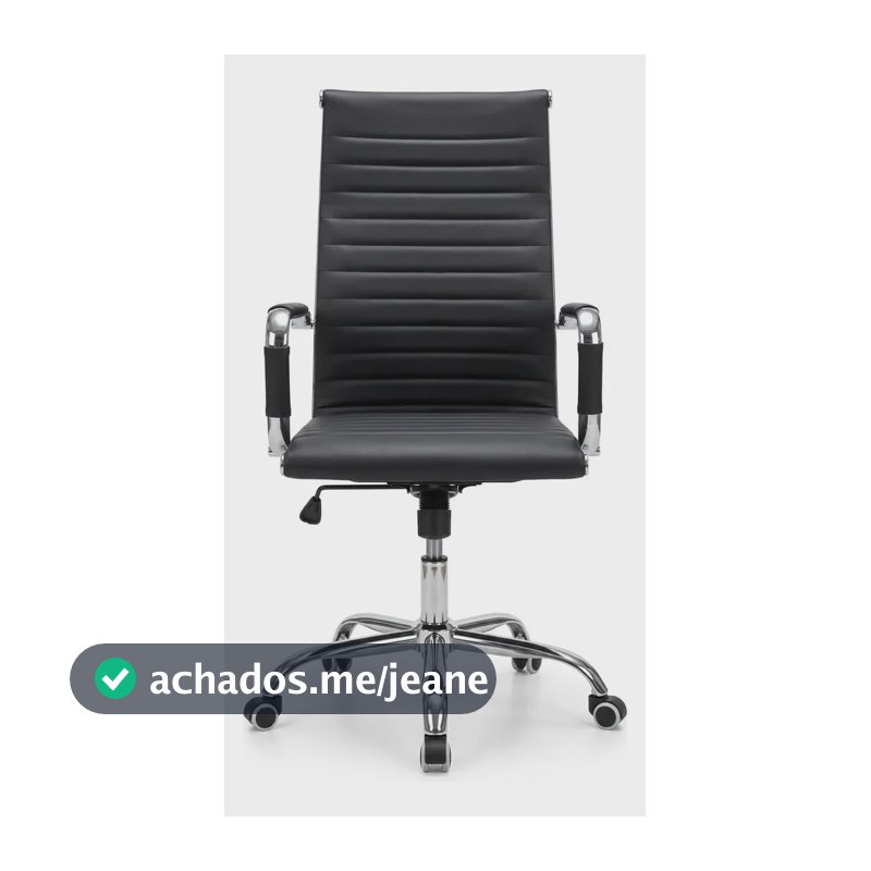Cadeira Escritorio Presidente Charles Eames Couro Esteirinha Preto Couro Sintético